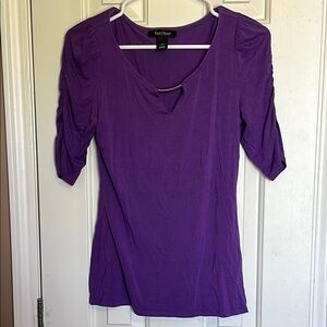 White House Black Market Ruched Purple Blouse
